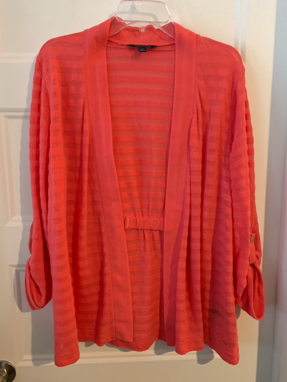 Tommy Hilfiger Cotton blend light mid length Coral Open-Front Women's Cardigan